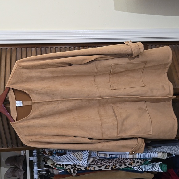 Faux SUEDE long COAT NWOT - Picture 1 of 7
